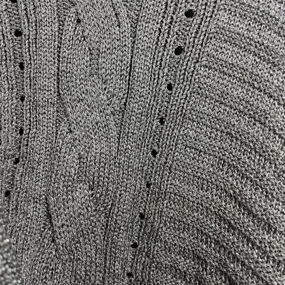 INC International Concepts Gray Dolman Sleeve Cable Knit Metallic Sweater Sz L - Picture 2 of 5